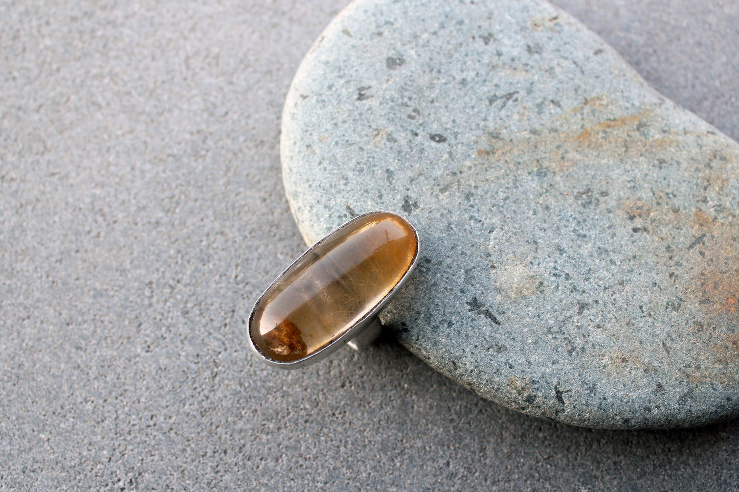 Armenian cocktail big ring sterling silver, rutilated quartz, yellow quartz, silversmith, ethnic