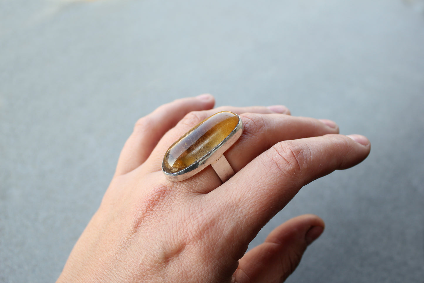 Armenian cocktail big ring sterling silver, rutilated quartz, yellow quartz, silversmith, ethnic